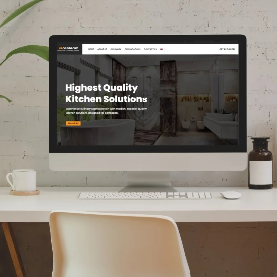 Website von Gresland auf einem iMac mit Küchenbild