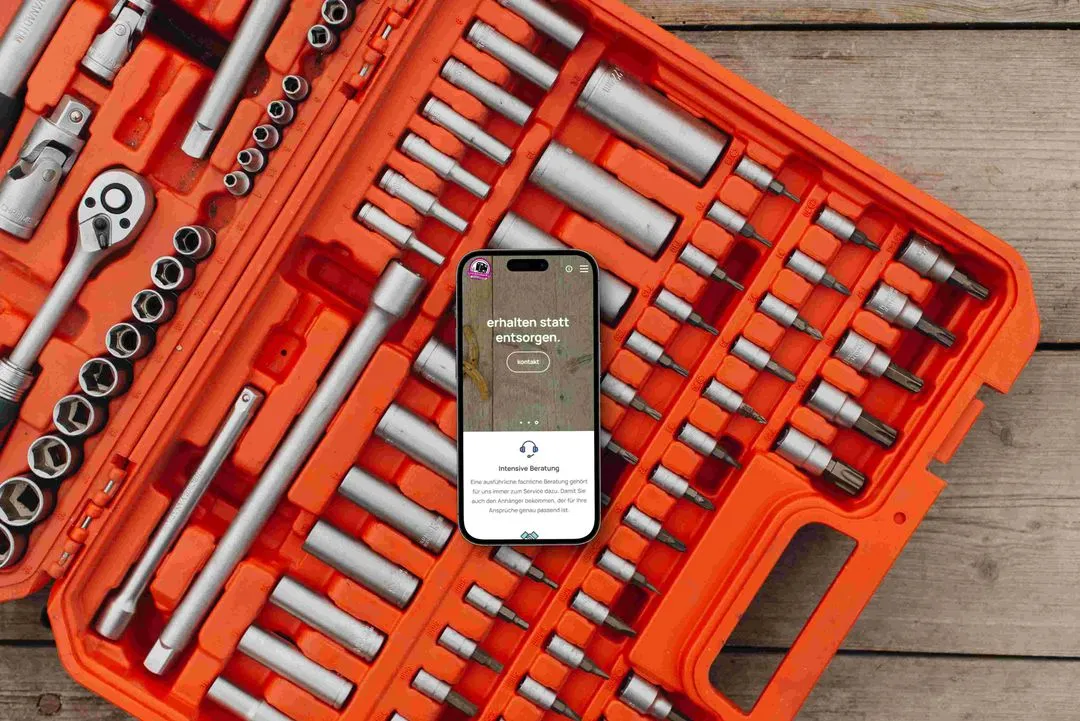 Mobile Ansicht auf einem Smartphone im Werkzeugkasten