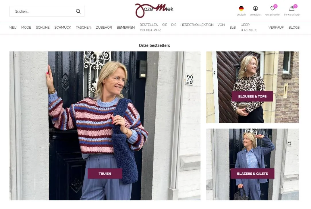 Startseite mit Bestsellern