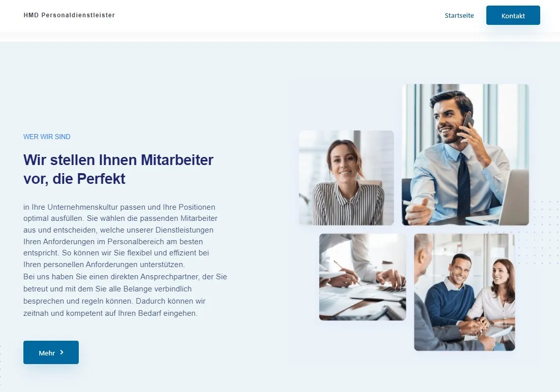 Abschnitt „Wir stellen Ihnen Mitarbeiter vor, die perfekt passen“