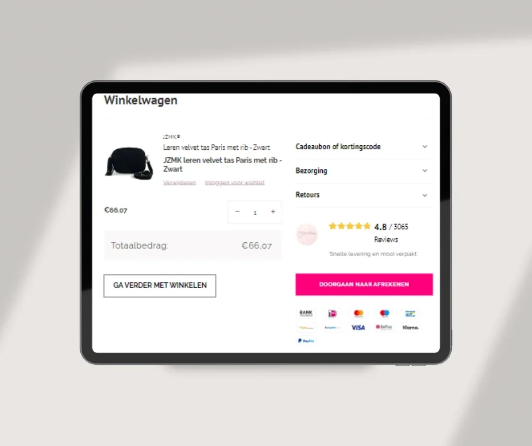 Warenkorb auf einem Tablet
