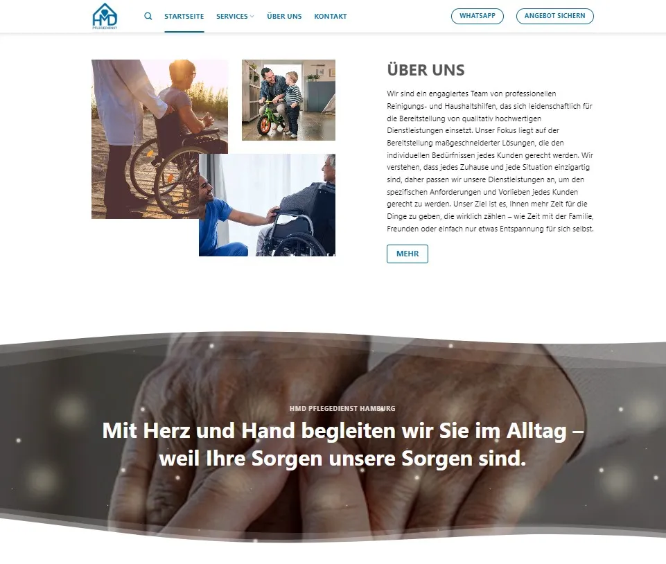 Seite „Über uns“ mit Leitsatz
