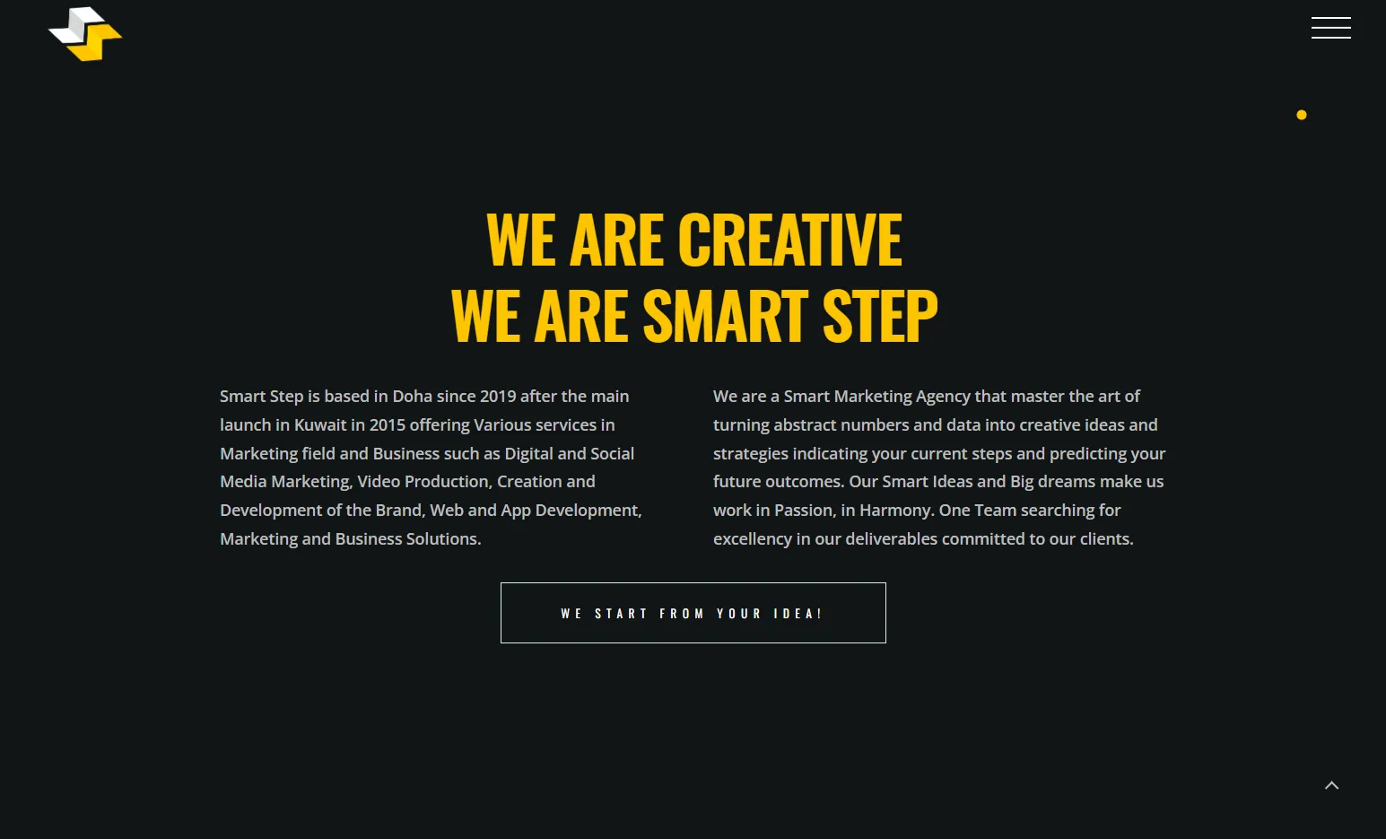 Abschnitt „We are creative“ mit Text über die Agentur